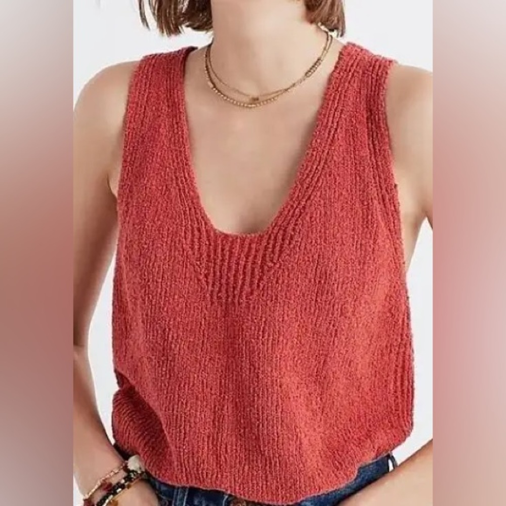 New Madewell Black Knit Textured Springdale Sweater Tank XXS